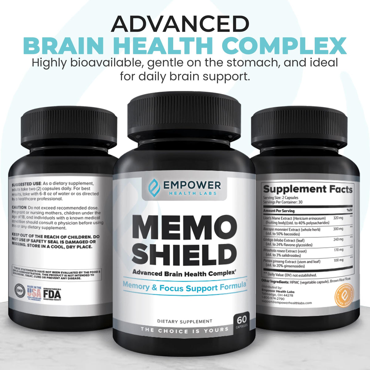 MemoShield complément alimentaire 60 capsules côté droit