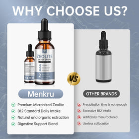 Menkru Gouttes de Zéolite 99% Pure flacon sur une table