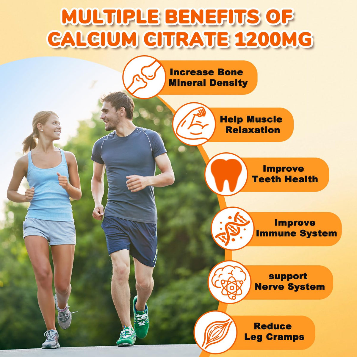 Menkru Gummies Calcium Citrate 1200 mg en gros plan sur une gummy à l'orange