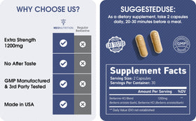 Meo Nutrition Berbérine 1200mg gélules arrière de l'emballage