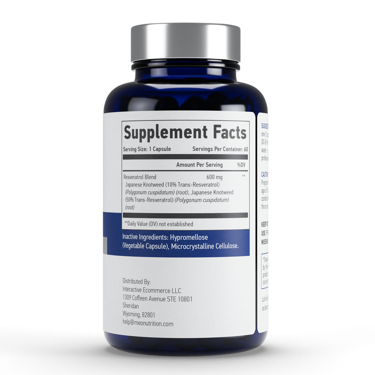 Meo Nutrition Resveratrol 600mg 60 capsules emballage
