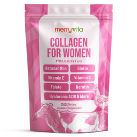 MERRY VITA Collagène pour Femmes, emballage avant avec 240 capsules