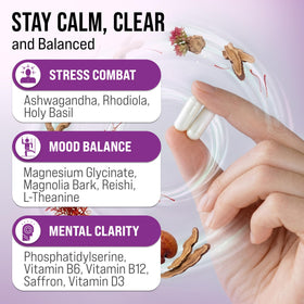 MERRY VITA Complément Alimentaire Cortisol 120 Capsules Végétales sur fond blanc