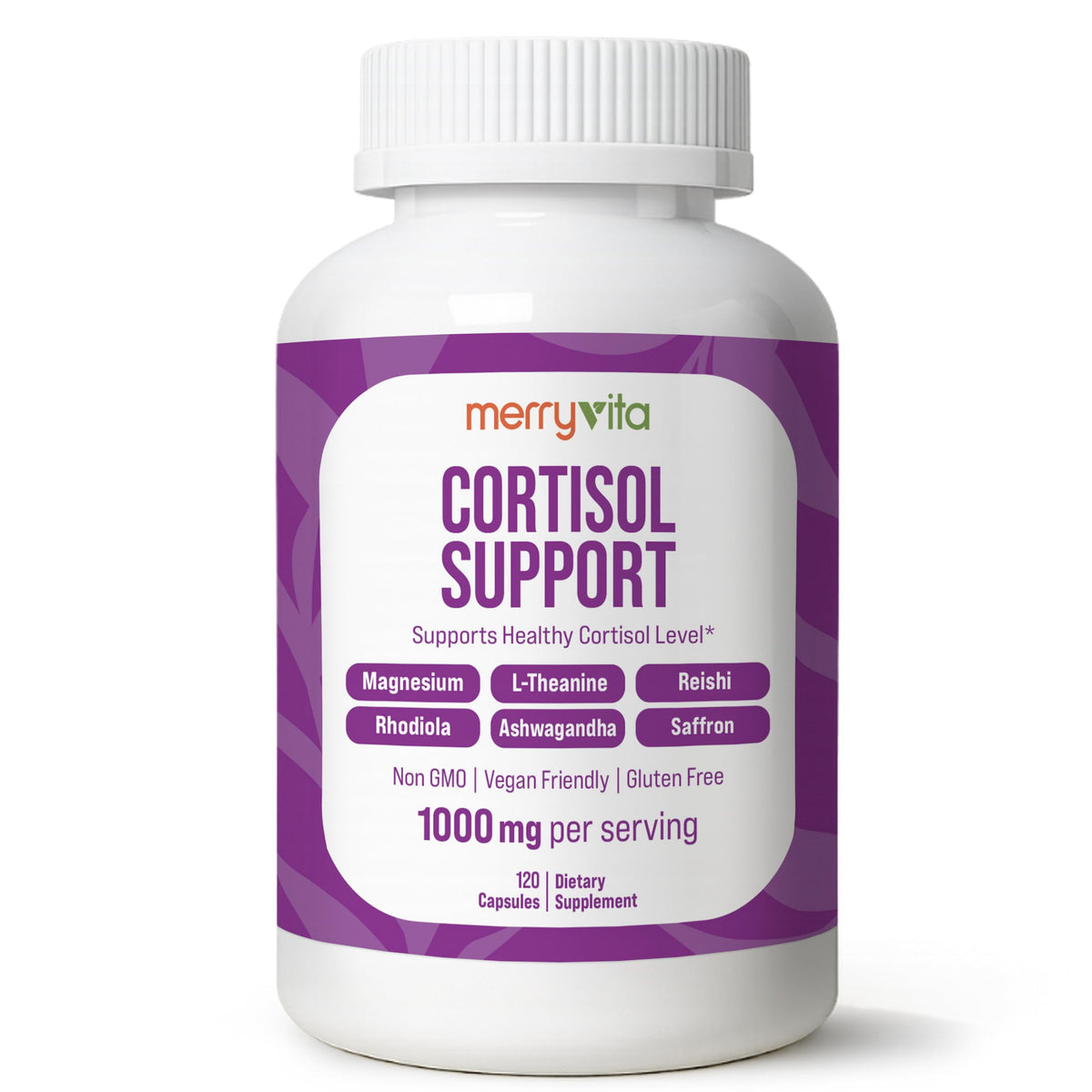 MERRY VITA Complément Alimentaire Cortisol 120 Capsules Végétales vue de face