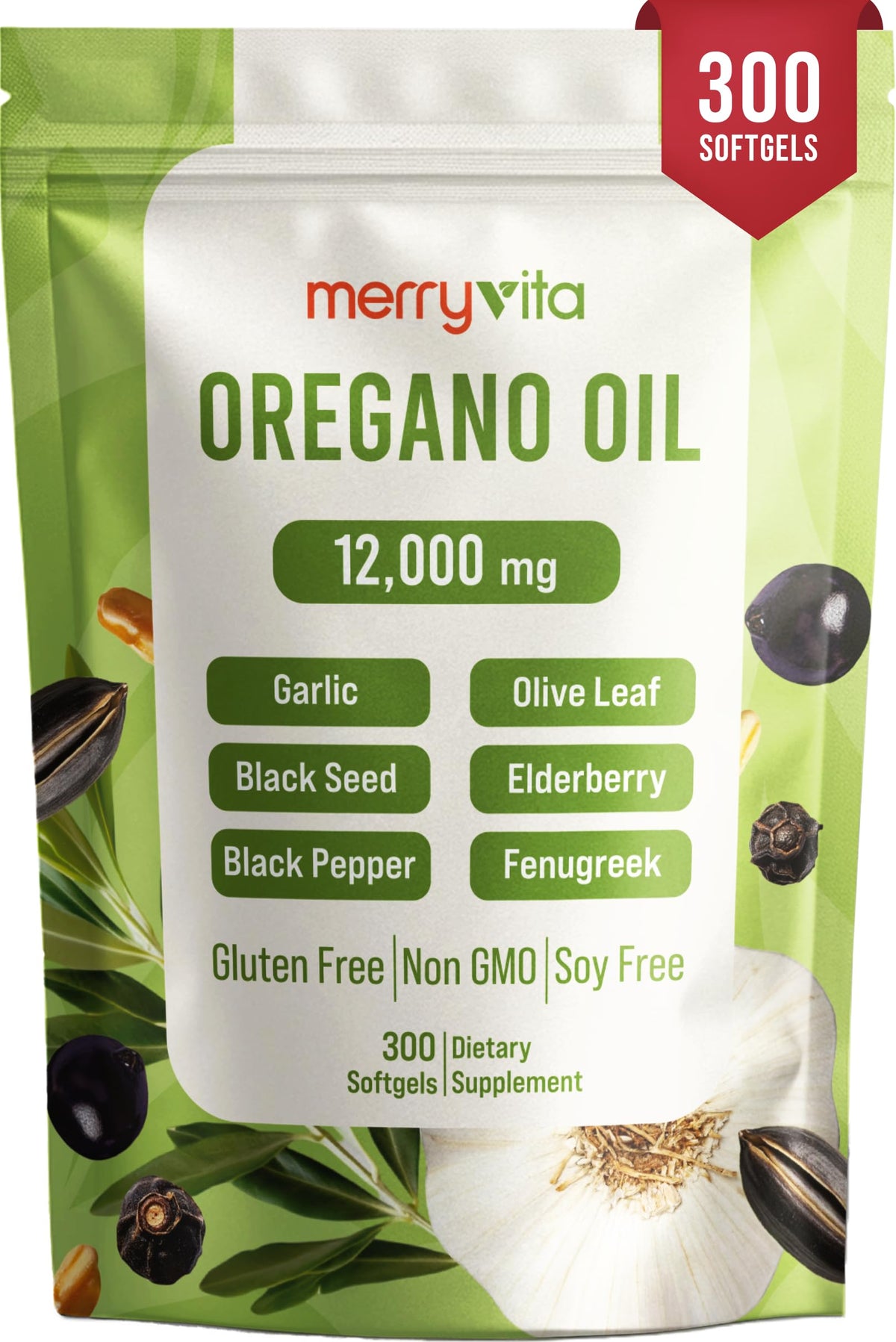MERRY VITA Huile d'Orégano 300 capsules vue avant
