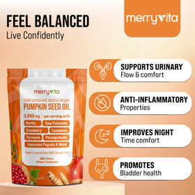 MERRY VITA Huile de Pépin de Citrouille 3000mg avec éléments de bien-être