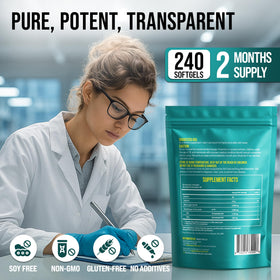 MERRY VITA Huile de Poisson Omega 3 sur une table en bois