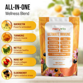 MERRY VITA Vitamine C 1000mg 180 capsules avec étiquettes