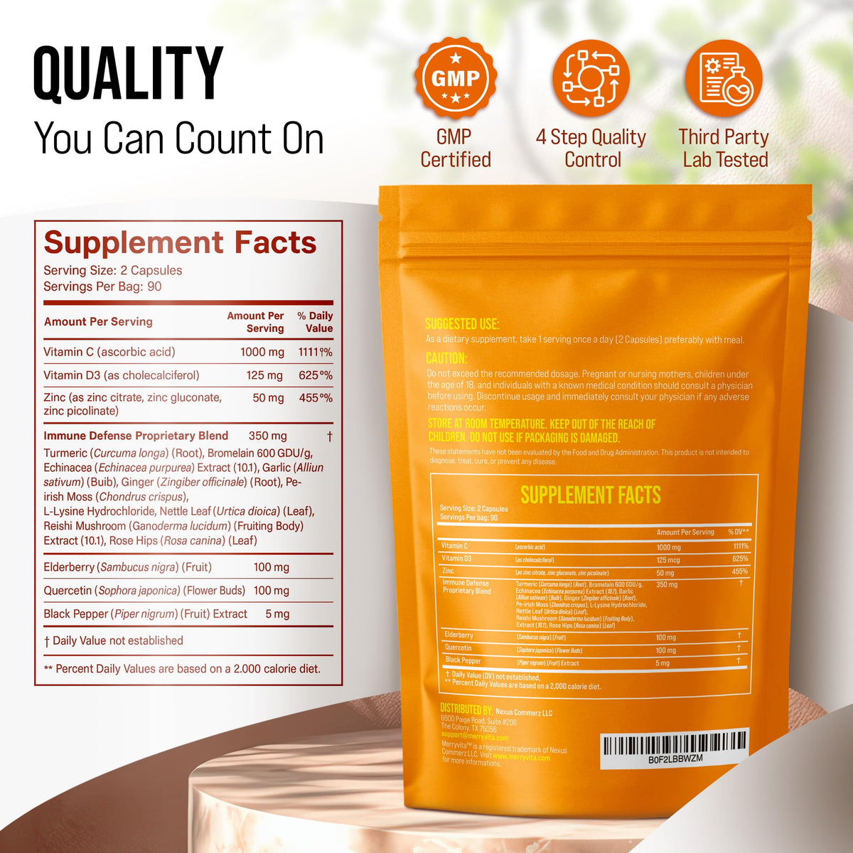 MERRY VITA Vitamine C 1000mg 180 capsules côté