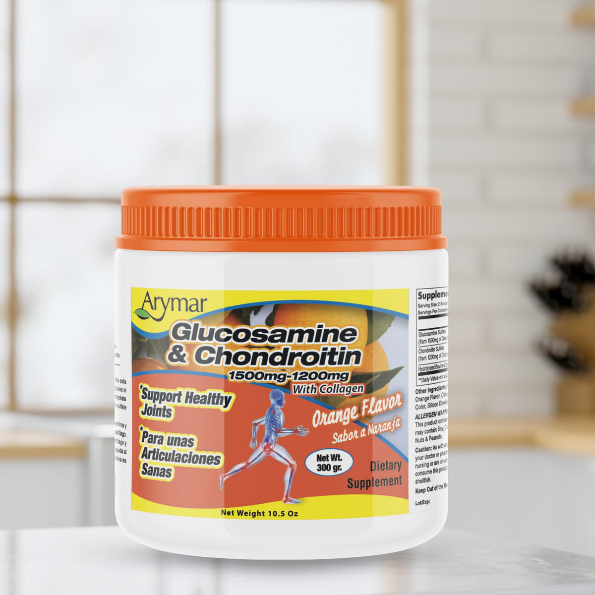 Mesure de 1500mg de glucosamine en poudre Arymar