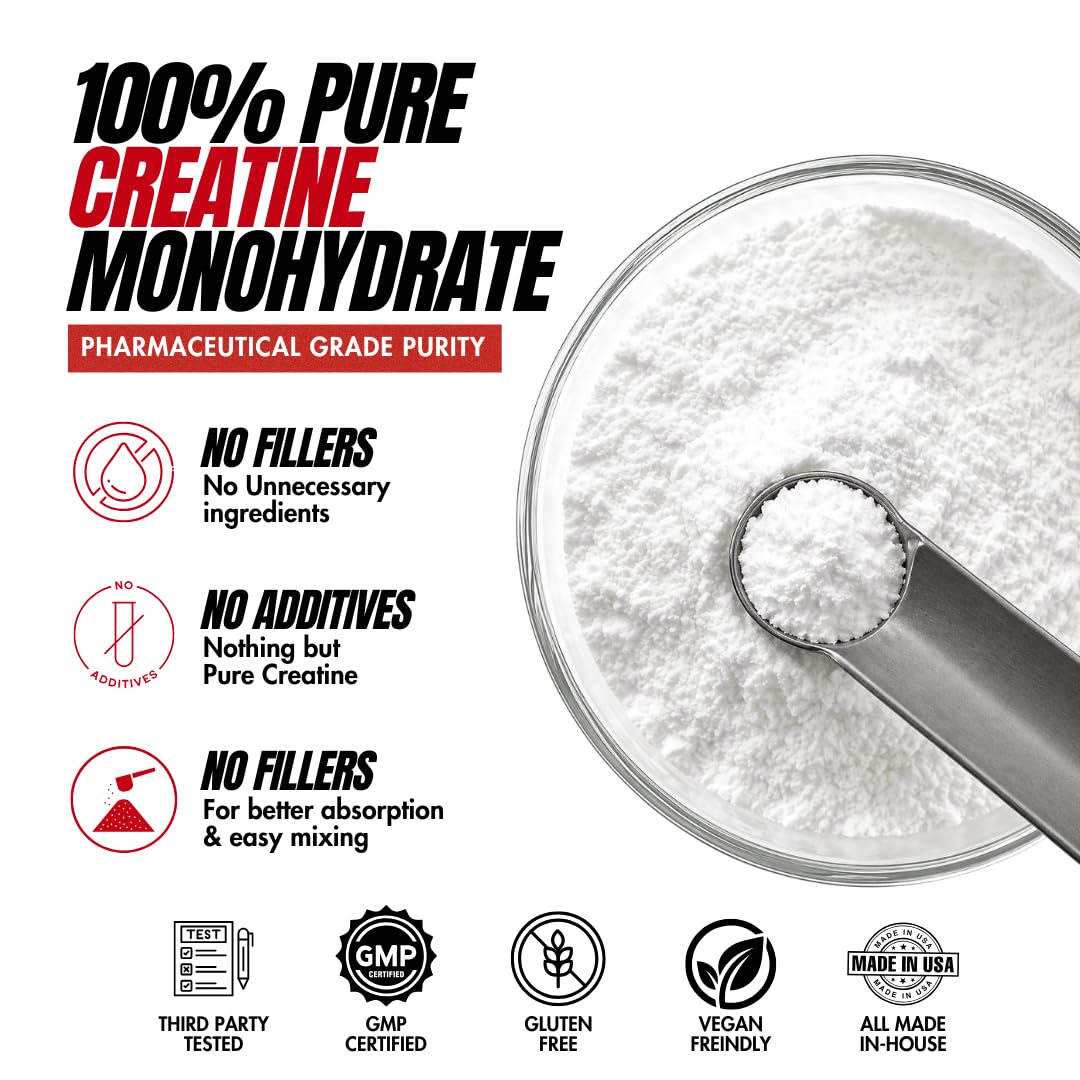 Mesure de 5g de poudre de créatine a balanced routine Nutrition