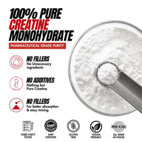 Mesure de 5g de poudre de créatine a balanced routine Nutrition
