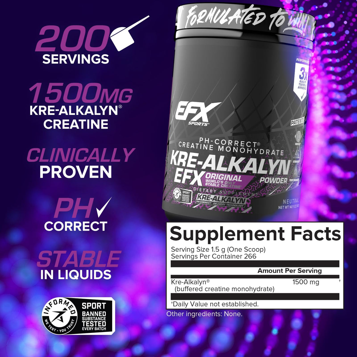 Mesure de créatine monohydrate EFX Sports