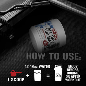 Mesure de la poudre BCAA AllDayYouMay avec cuillère
