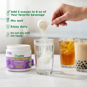 Mesure de poudre de colostrum bovin Lifeable