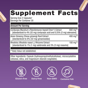 Metagenics Adreset 60 capsules en gros plan sur l'étiquette