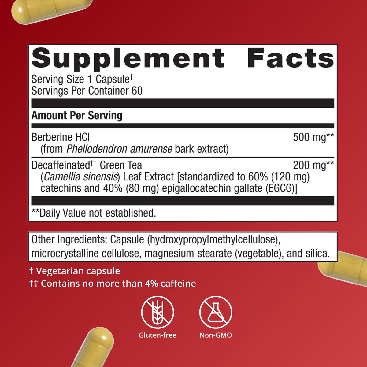Metagenics Berberine GT 500 mg boîte ouverte avec capsules
