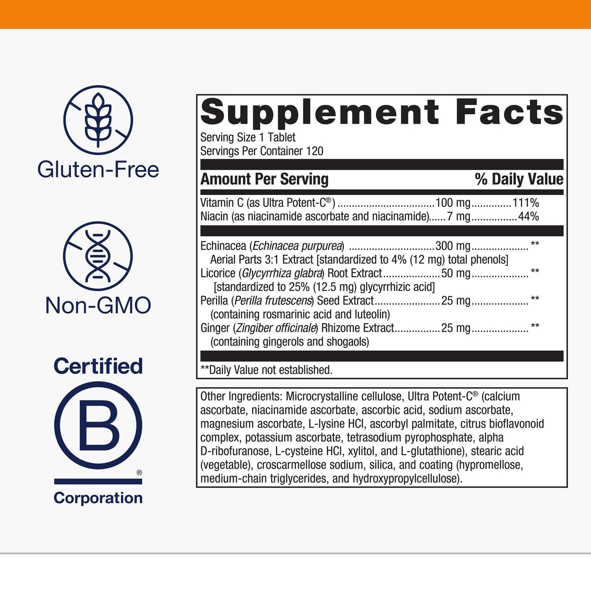 Metagenics Echinacea Synergy comprimés dans la main