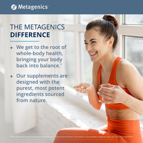 Metagenics HerWellness Recharge comprimés sur fond blanc