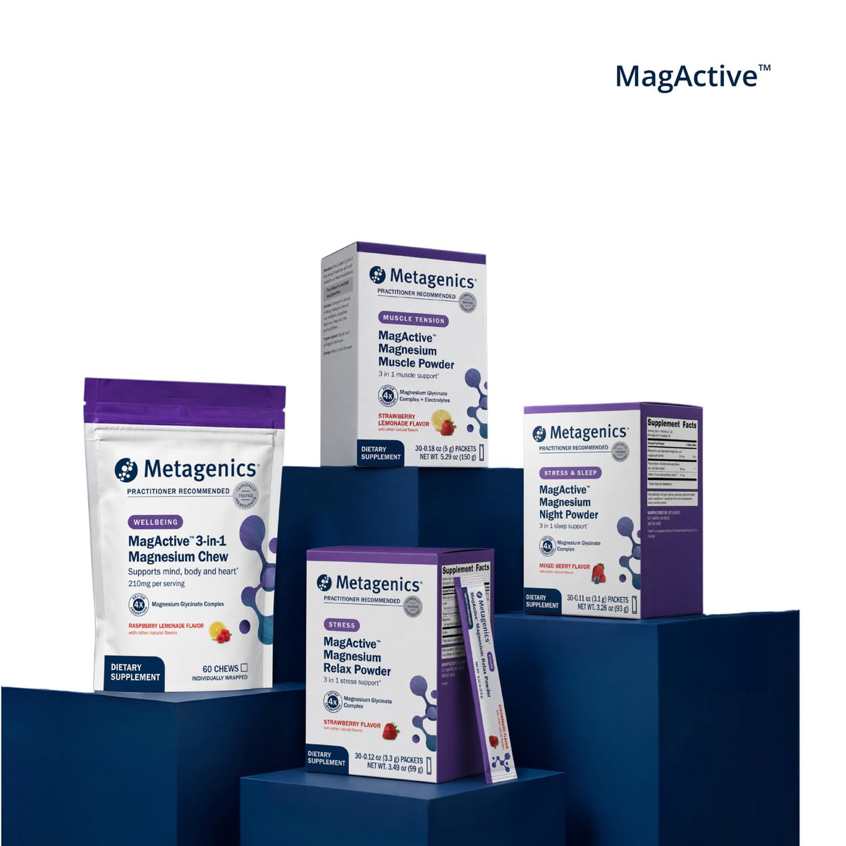 Metagenics MagActive 60 gommes, mise en scène sur une table