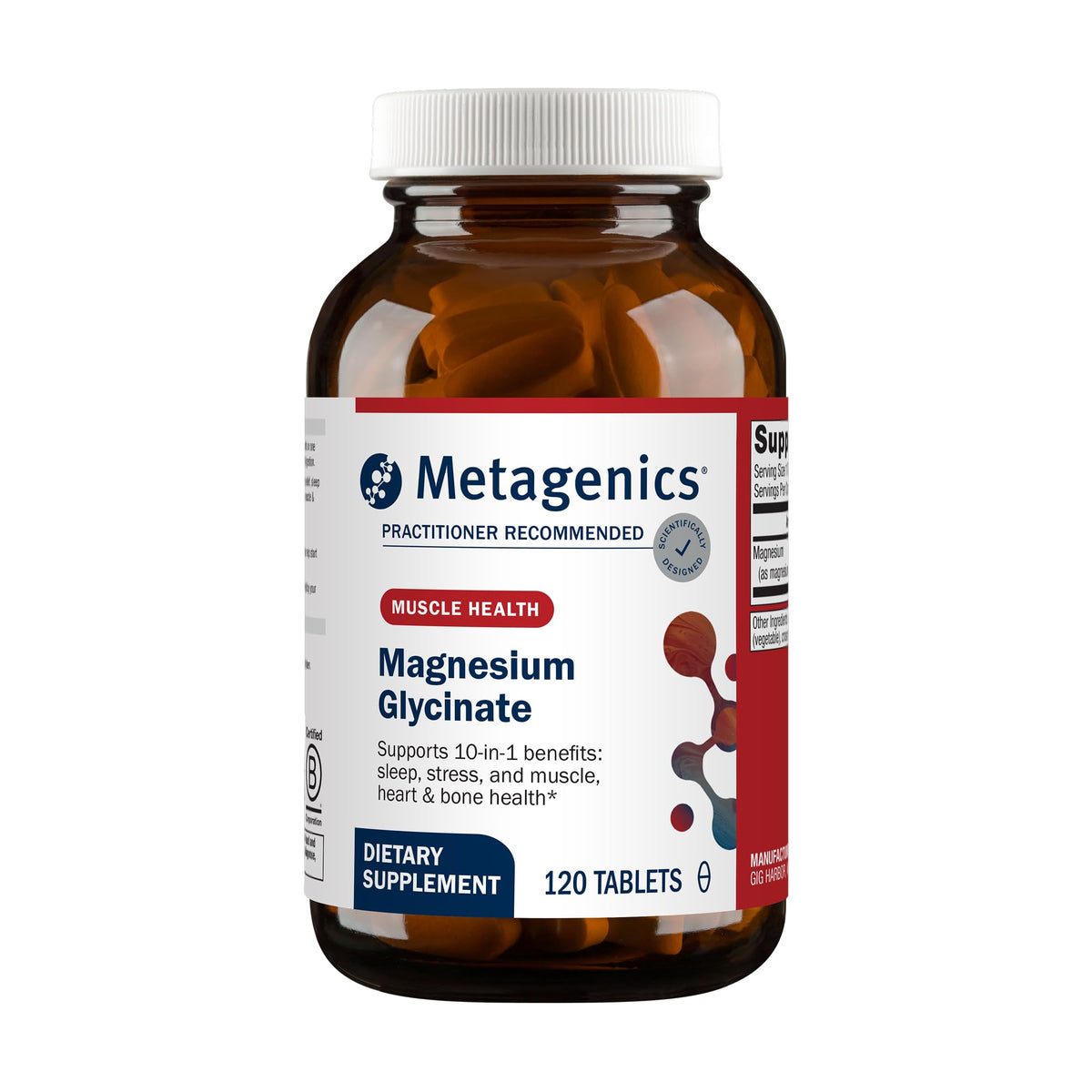 Metagenics Magnésium Glycinate 120 comprimés vue de face
