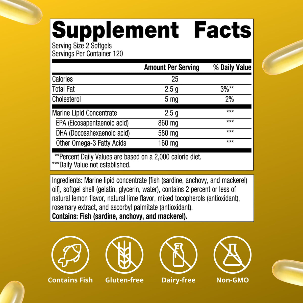 Metagenics OmegaGenics Huile de Poisson 720 mg gélules, gélules en gros plan