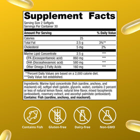 Metagenics OmegaGenics Huile de Poisson EPA-DHA 720 mg, étiquette du produit