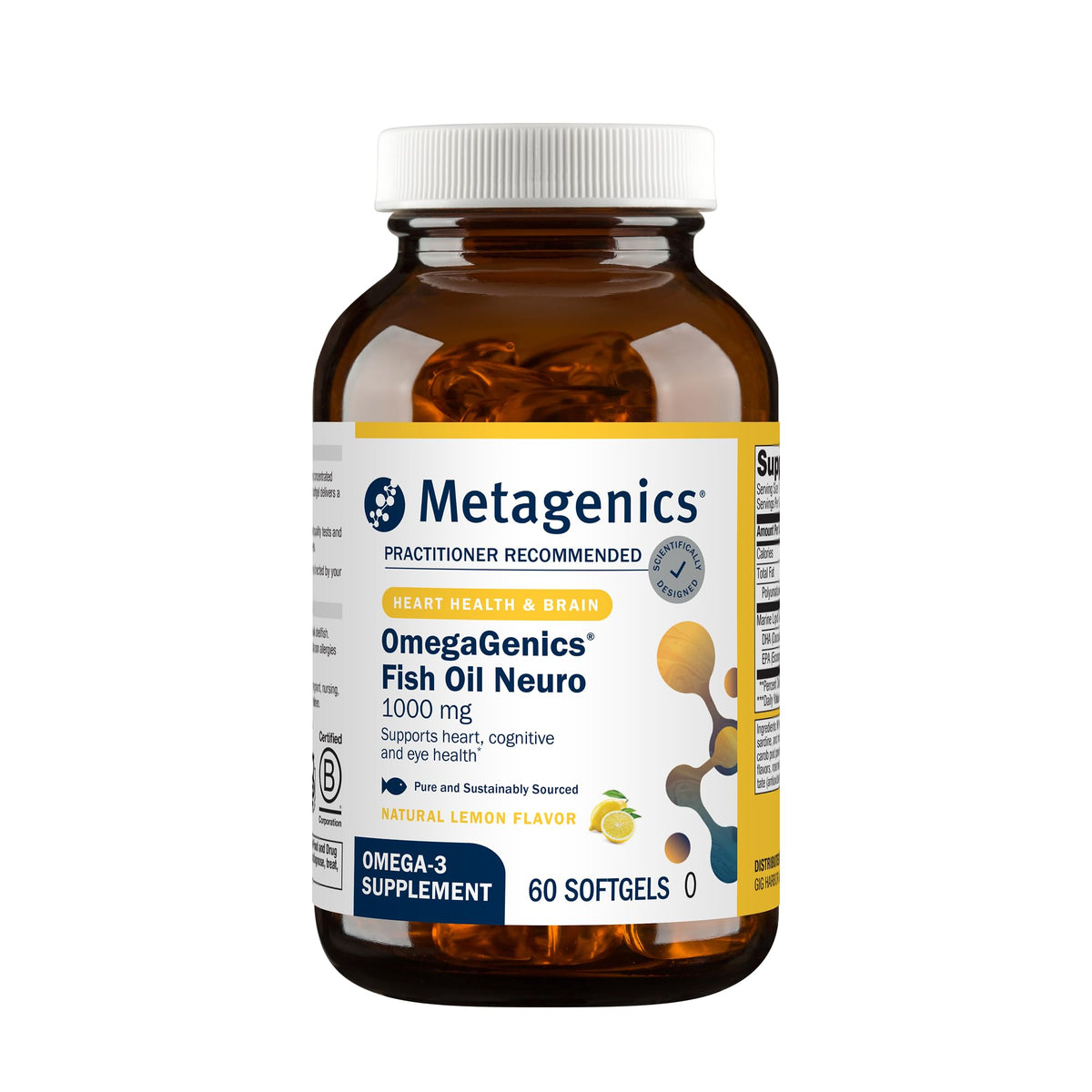 Metagenics OmegaGenics Huile de Poisson Neuro 60 gélules, vue de face