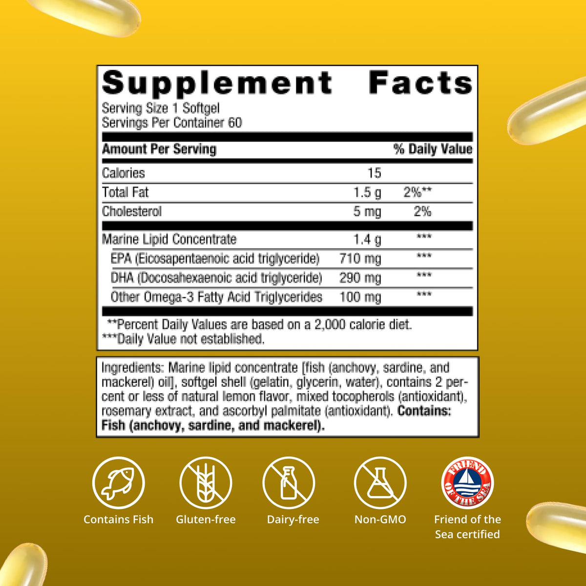 Metagenics OmegaGenics Omega-3 1000mg EPA DHA avec un verre d'eau