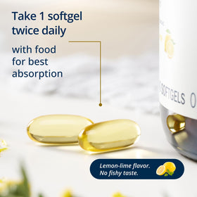 Metagenics OmegaGenics Omega-3 sur une table en bois