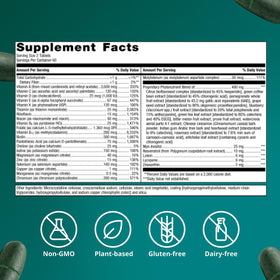 Metagenics PhytoMulti Multivitamine Sans Fer 120 Comprimés avec un verre d'eau