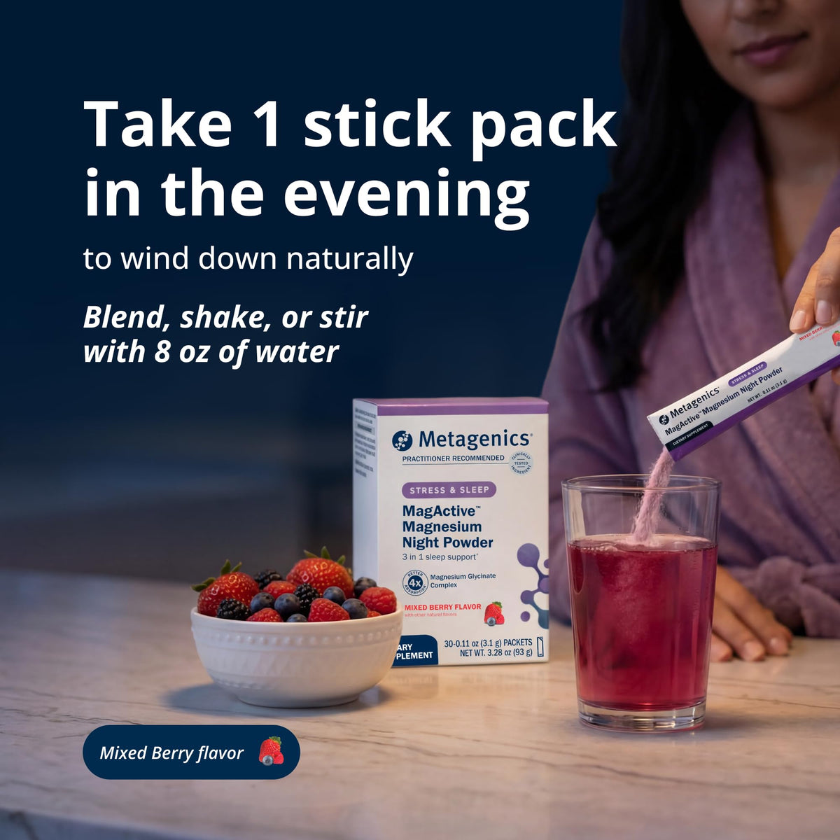 Metagenics Poudre de Magnésium Nuit sachets avec mesure