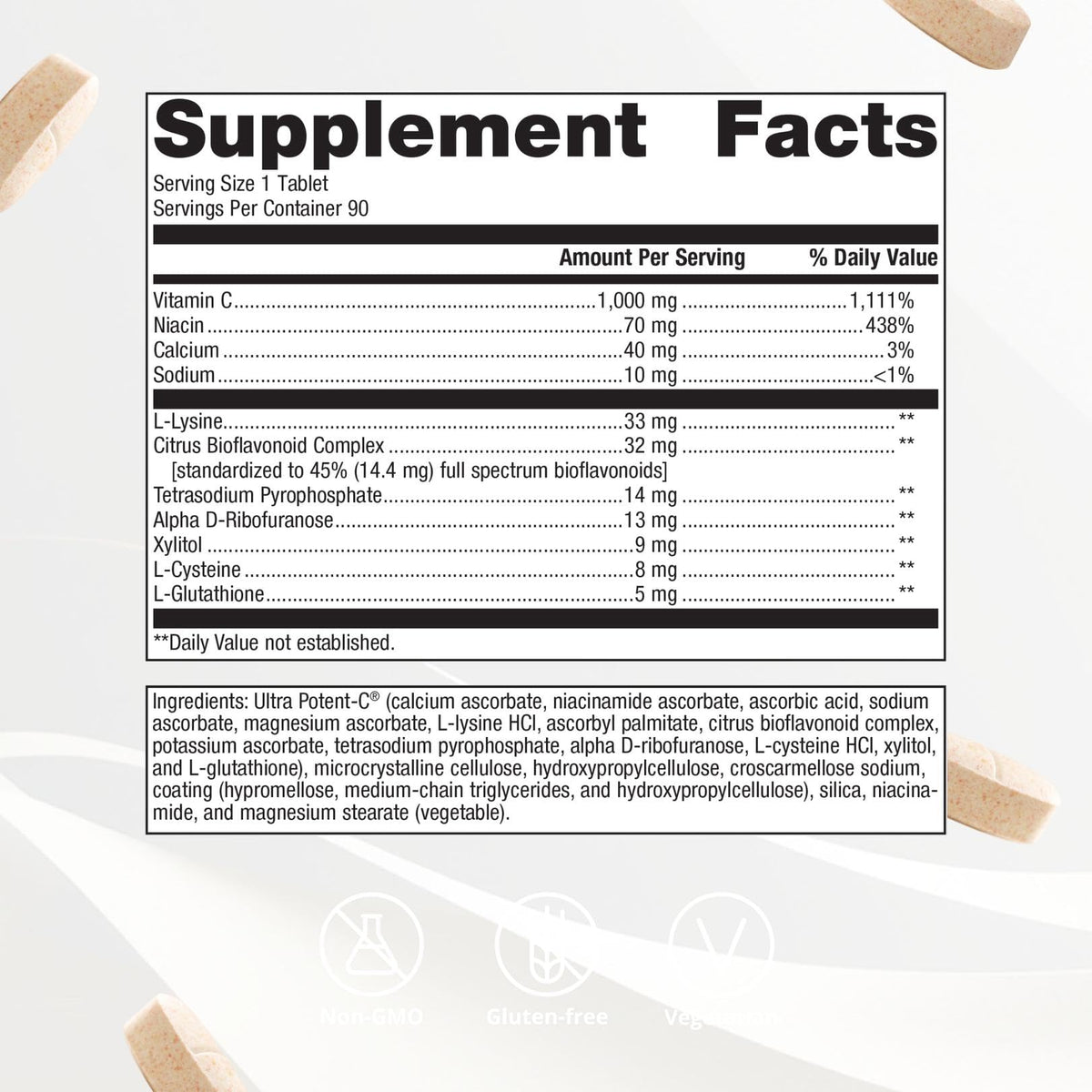 Metagenics Ultra Potent-C 1000mg comprimés avec des ingrédients naturels
