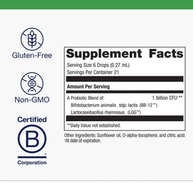 Metagenics UltraFlora Baby Probiotic Drops 50g côté du flacon