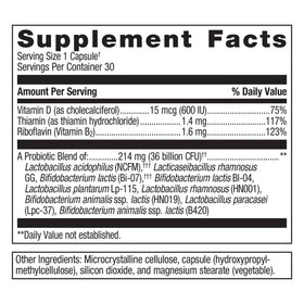 Metagenics UltraFlora Complete boîte ouverte montrant les capsules