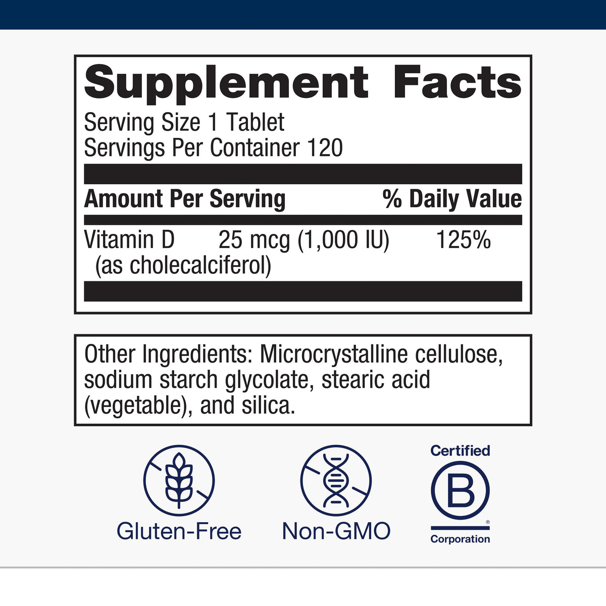 Metagenics Vitamine D3 1000 IU 120 comprimés avec étiquette