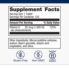 Metagenics Vitamine D3 1000 IU 120 comprimés avec étiquette