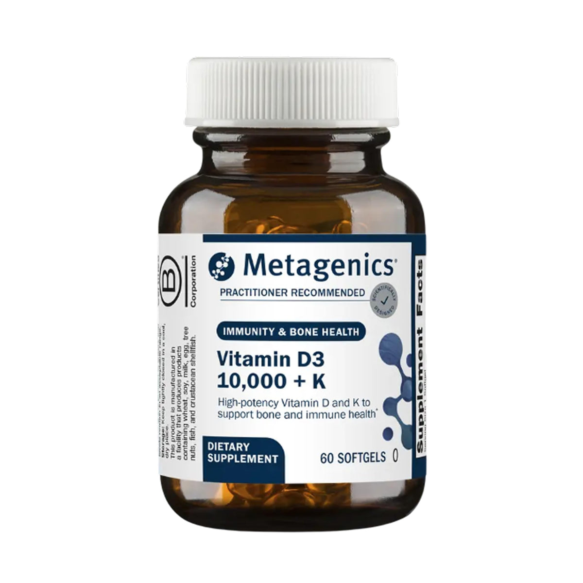 Metagenics Vitamine D3 et K2 10 000 UI gélules molles, vue de face