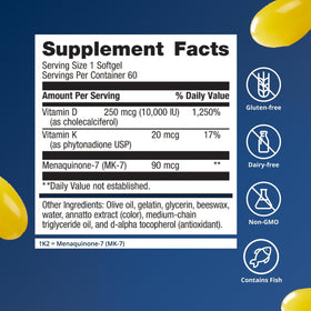 Metagenics Vitamine D3 et K2 sur un fond neutre