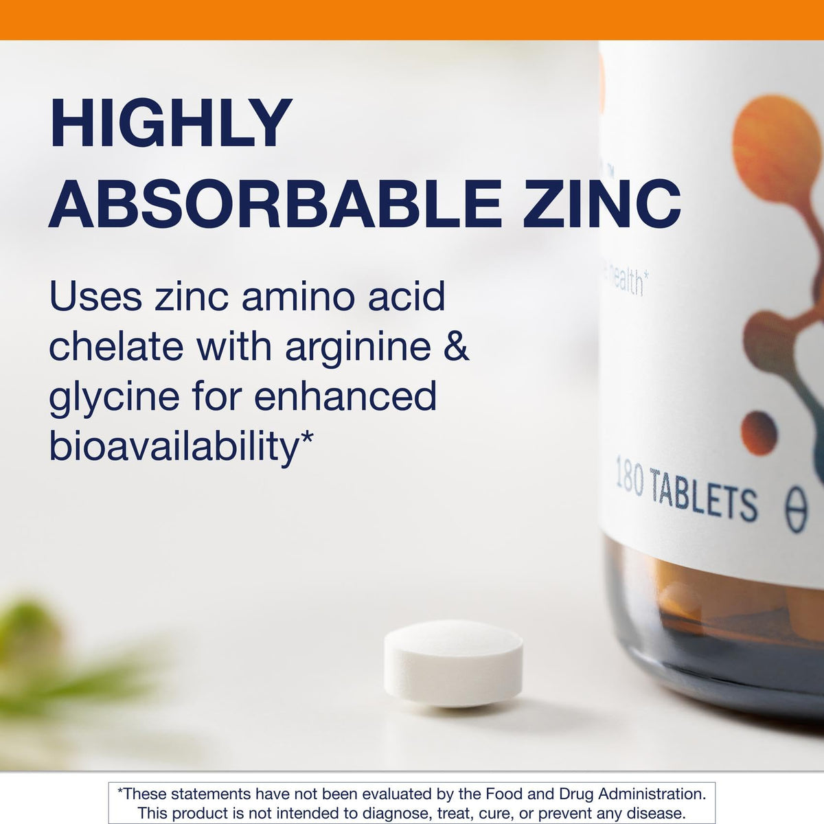 Metagenics Zinc A.G. comprimés sur une surface blanche