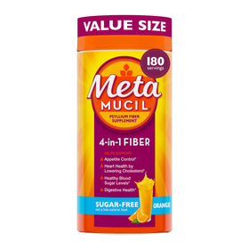 Metamucil 4-en-1 complément alimentaire en poudre, 180 cuillères, saveur orange