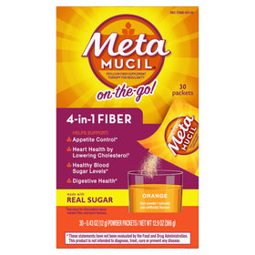 Metamucil avec une cuillère à côté pour le dosage