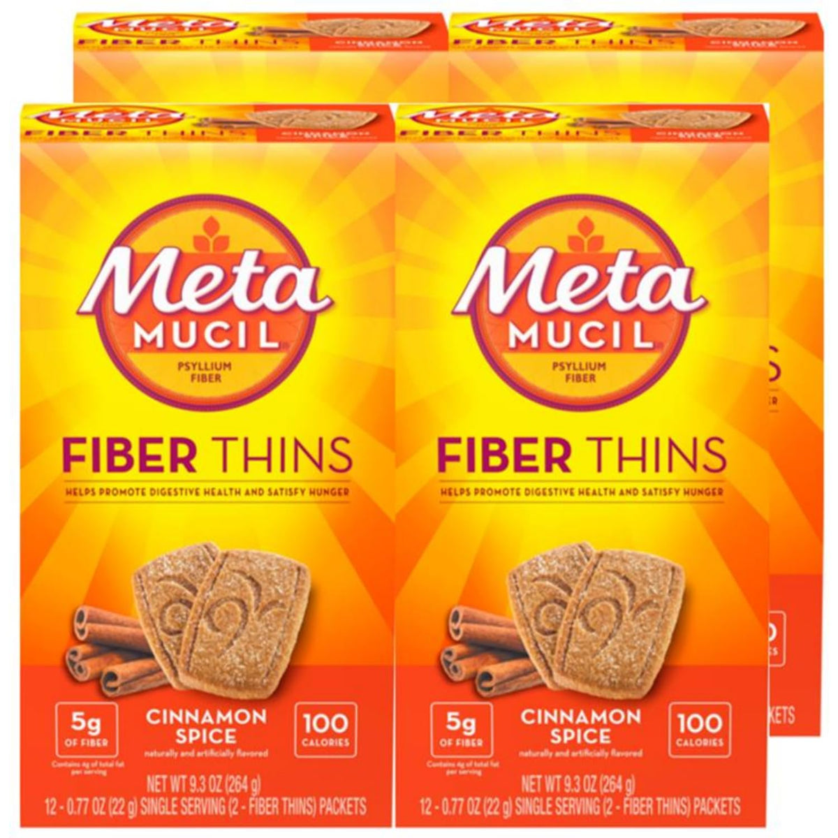 Metamucil Fiber Thins paquet de 4 avec saveur cannelle