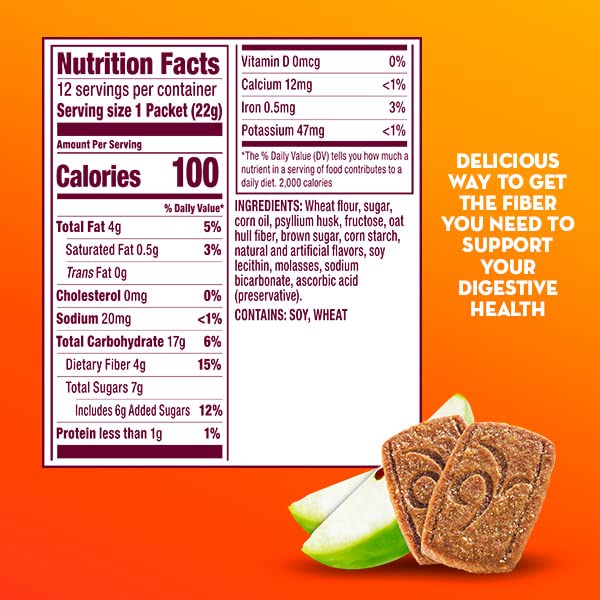 Metamucil Fiber Thins Pomme Croquante vue de côté avec emballage