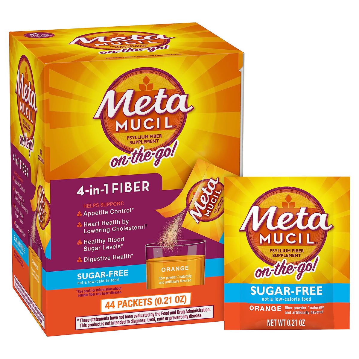 Metamucil Poudre de Psyllium 4-en-1 sachets orange
