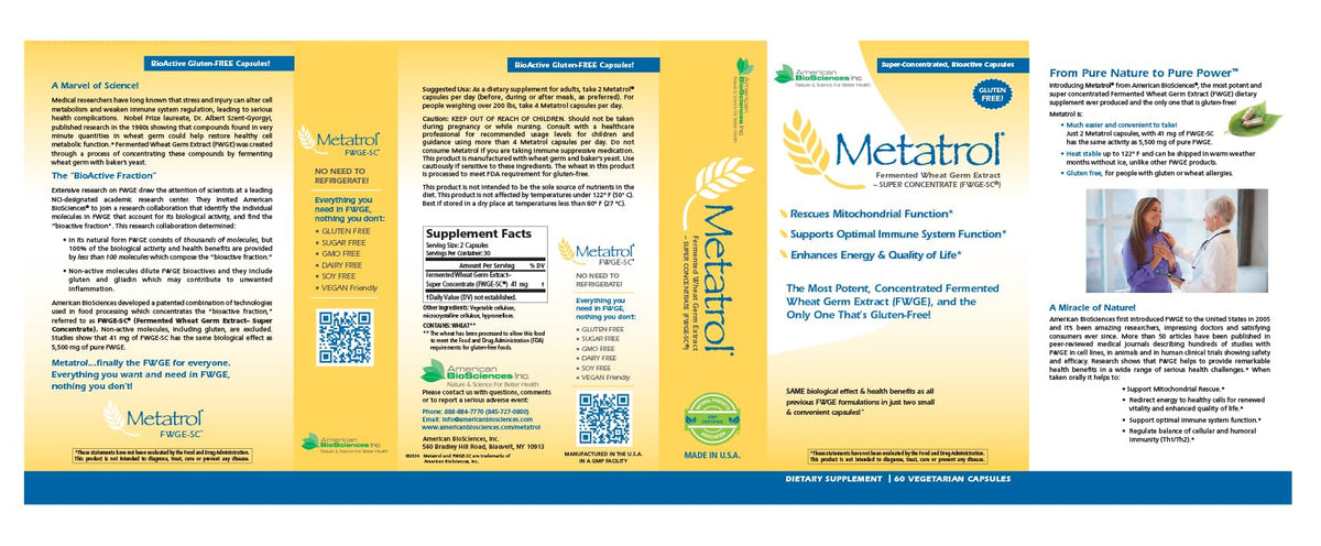 Metatrol et ses ingrédients sur un fond neutre