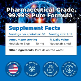 Methylene Blue 1% vue de côté montrant l'étiquette