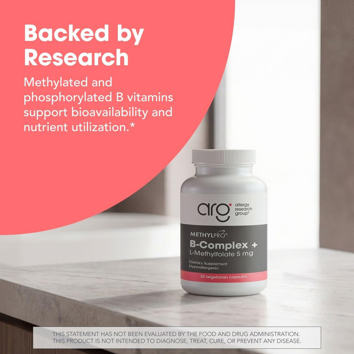 MethylPro B Complex boîte ouverte montrant les capsules