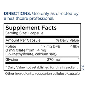 MethylPro L-Méthylfolate 1 mg capsules sur fond blanc