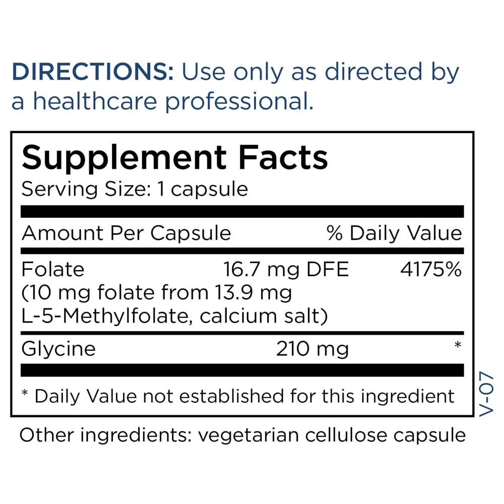 MethylPro L-Methylfolate 10 mg - capsules à l'intérieur